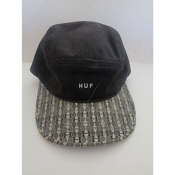 Huf Custom Made Men's Black And Gray Geometric 5 Panel Hat One Size - Picture 1 of 4
